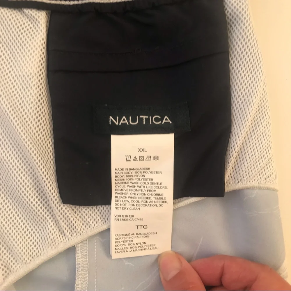 Nautica Vintage Sailboat Print Quick Dry Lined Swim Shorts Blue White Sz XXL NWT